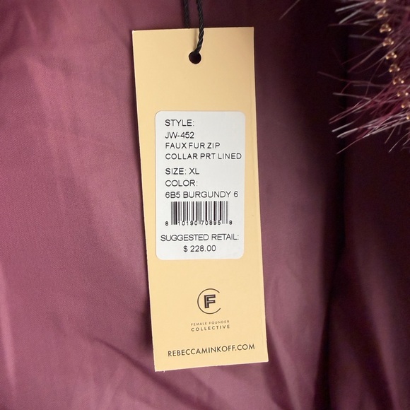 REBECCA MINKOFF Plush Faux Fur Jacket in Rich Burgundy - Picture 7 of 7